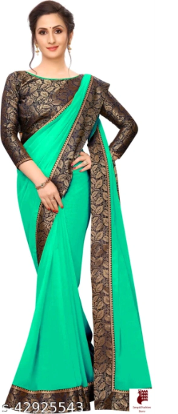 Kashvi Graceful Sarees - 1, FREE SIZE, Georgette, GRAY, plain saree with lace, INDIA