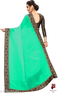 Kashvi Graceful Sarees - 1, FREE SIZE, Georgette, GRAY, plain saree with lace, INDIA