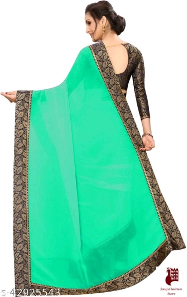 Kashvi Graceful Sarees - 1, FREE SIZE, Georgette, GRAY, plain saree with lace, INDIA