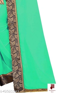 Kashvi Graceful Sarees - 1, FREE SIZE, Georgette, GRAY, plain saree with lace, INDIA