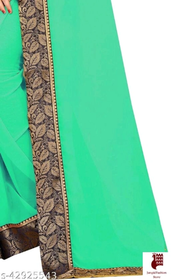 Kashvi Graceful Sarees - 1, FREE SIZE, Georgette, GRAY, plain saree with lace, INDIA