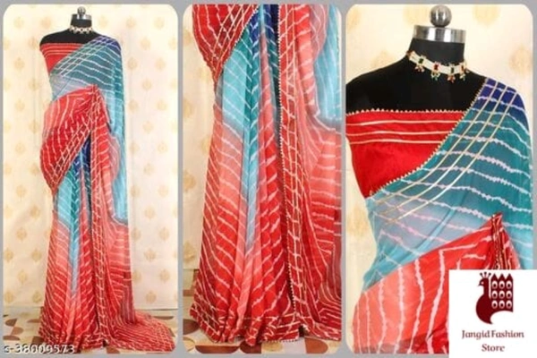 Alisha Ensemble Sarees - 1, FREE SIZE, Georgette, ORANGE, gerojette lariya saree, INDIA