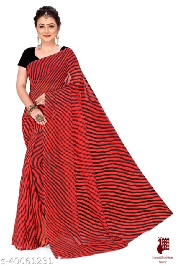 Jivika Petite Sarees - 1, Free Size, Georgette, Red, Printed, India
