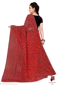 Jivika Petite Sarees - 1, Free Size, Georgette, Red, Printed, India