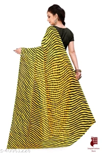 Adrika Alluring Sarees - 1, Free Size, Georgette, Yellow, Printed, India