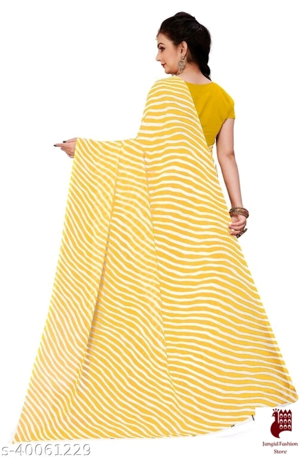 Aagyeyi Refined Sarees - 1, Free Size, Georgette, Yellow, Printed, India
