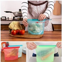 1000ml Leak Proof Airtight Silicon Food Storage Bag for Fridge - Multi Color, Silicon