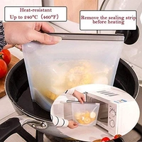 1000ml Leak Proof Airtight Silicon Food Storage Bag for Fridge - Multi Color, Silicon