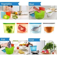 1000ml Leak Proof Airtight Silicon Food Storage Bag for Fridge - Multi Color, Silicon