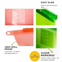 1000ml Leak Proof Airtight Silicon Food Storage Bag for Fridge - Multi Color, Silicon
