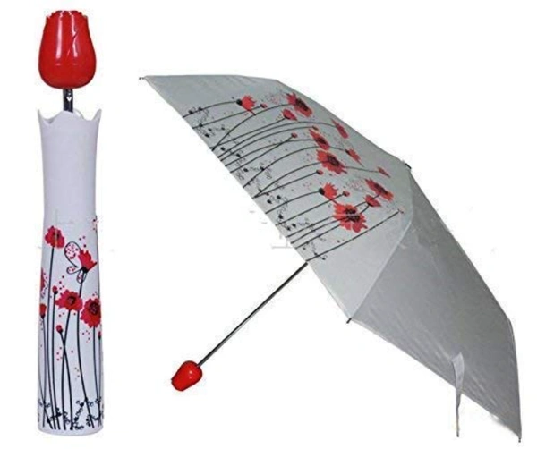 Rose umbrella Lightweight Waterproof UV Protection with Creative Rose Flower Case - Folding = 28 cm x 6 cm. Open = 96 cm x 57 cm, Multi Color, Plastic, Fiberglass, Alloy Steel