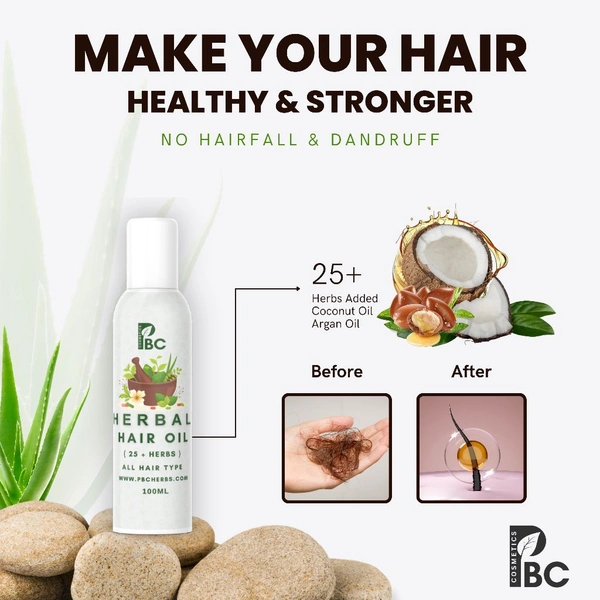 HERBAL HAIR OIL - 100ml - Flip Cap, All Hair Type, Men, Women & Kids