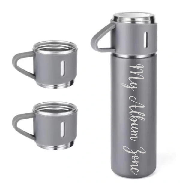 Vacuum Flask with 3 Cups Gifting set - Grey Color - Member Price