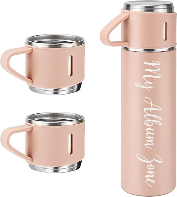 Vacuum Flask with 3 Cups Gifting set - Peach Color - Regular Price