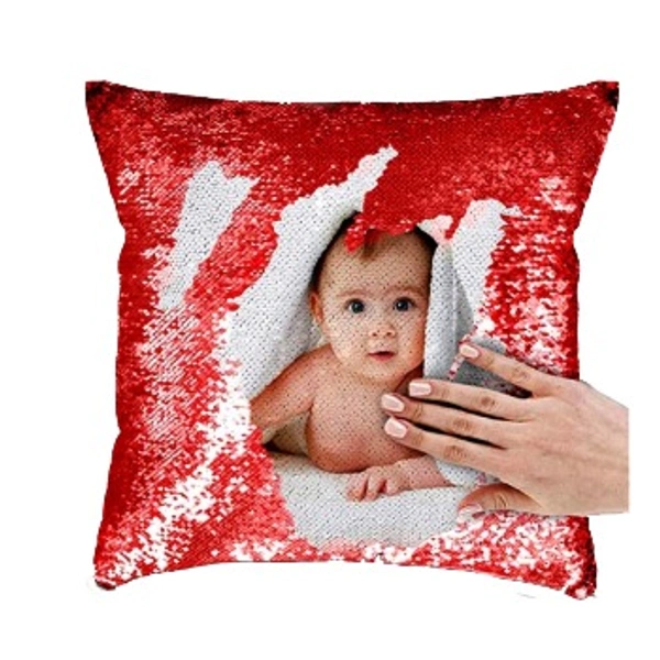 Sequin Magic Pillow - Red - Square Shape - Member Price