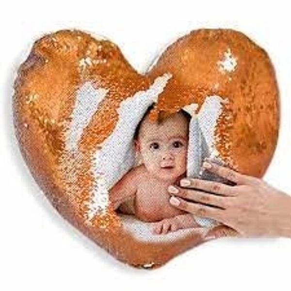 Sequin Magic Pillow - Aqua Blue - Heart Shape - Member Price