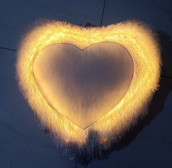 RGB LED Fur Pillow - Heart Shape - Member Price