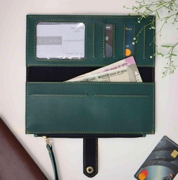 Ladies 2 Fold Button Wallet - Black - Regular Price