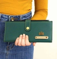 Ladies 2 Fold Button Wallet - Black - Regular Price