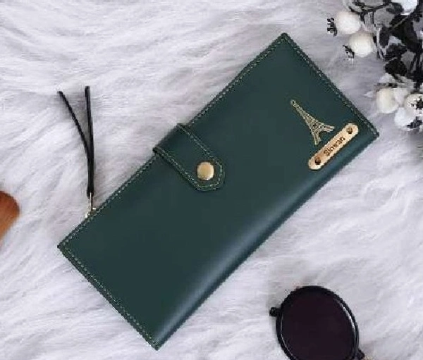 Ladies 2 Fold Button Wallet - Green - Regular Price