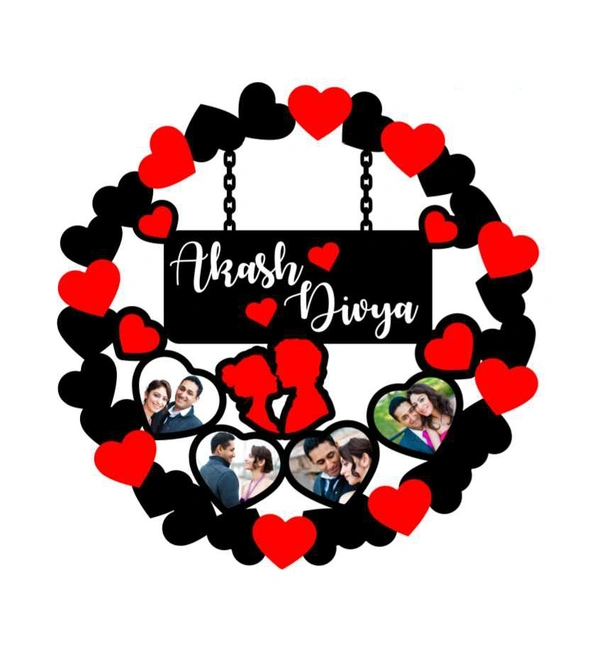 Black & Red Hearts with LED MDF Cutout Frame - Regular Price