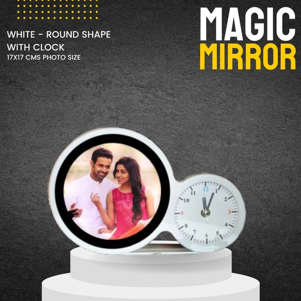 White Round with Clock Magic Mirror - Member Price