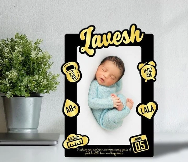 Baby Memory Cutout Frame - Black & Gold - A3 size - Regular Price