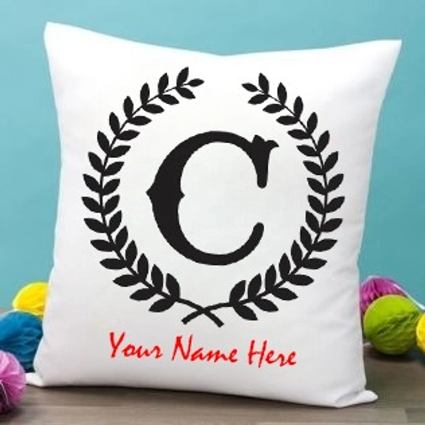 C Alphabet 16x16" Inch White Satin Pillow - Regular Price