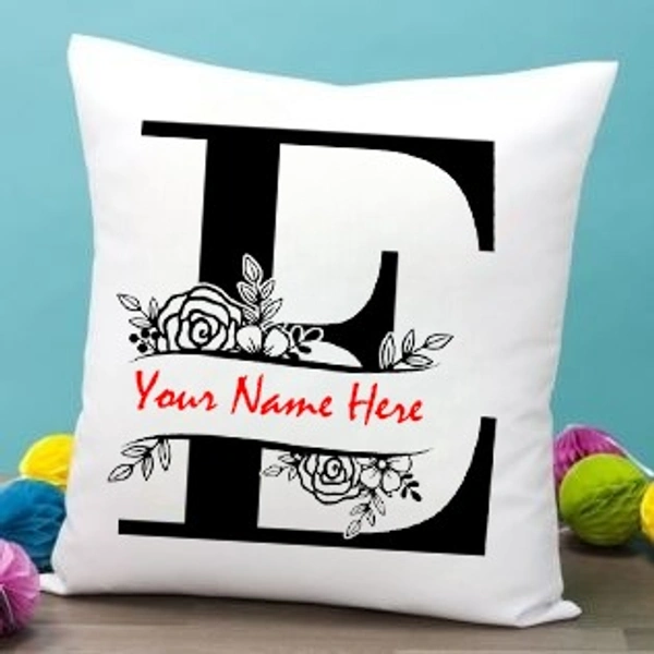 E Alphabet 16x16" Inch White Satin Pillow - Member Price