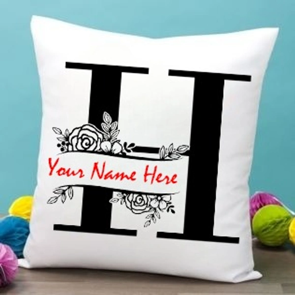 H Alphabet 16x16" Inch White Satin Pillow - Member Price