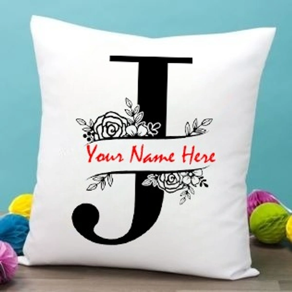 J Alphabet 12x12" Inch White Satin Pillow - Member Price