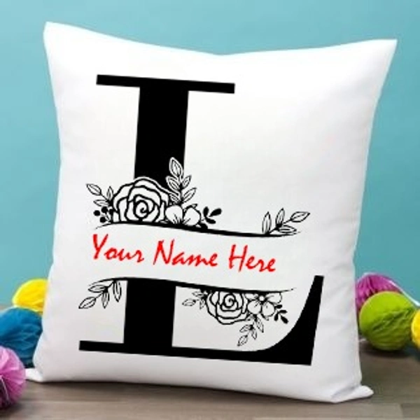 L Alphabet 12x12" Inch White Satin Pillow - Regular Price