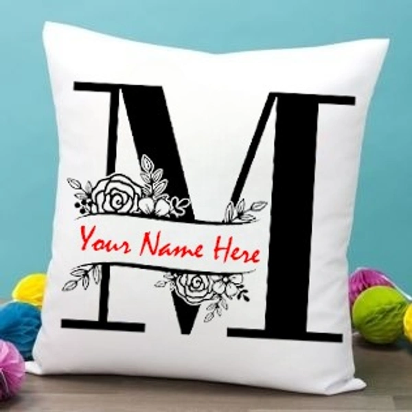 M Alphabet 16x16" Inch White Satin Pillow - Regular Price
