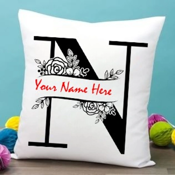 N Alphabet 12x12" Inch White Satin Pillow - Regular Price