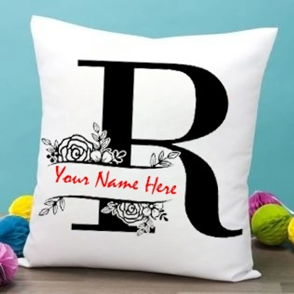 R Alphabet 16x16" Inch White Satin Pillow - Member Price