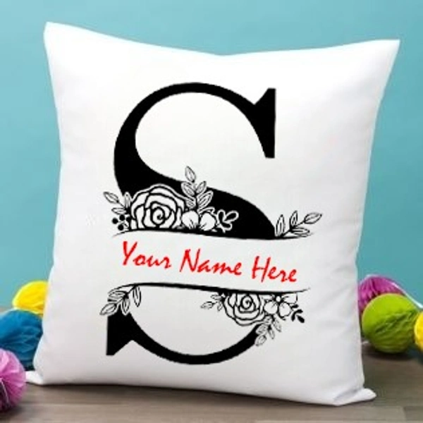 S Alphabet 12x12" Inch White Satin Pillow - Regular Price