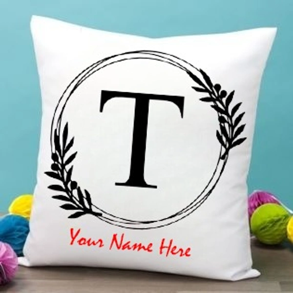 T Alphabet 16x16" Inch White Satin Pillow - Member Price