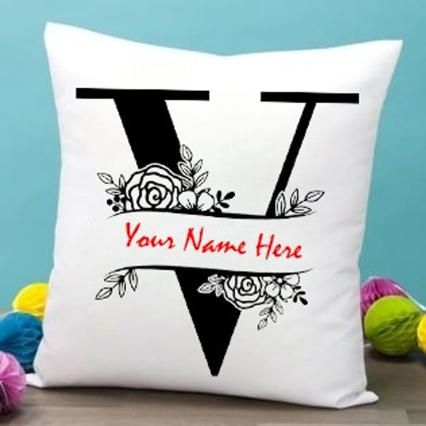 V Alphabet 16x16" Inch White Satin Pillow - Member Price