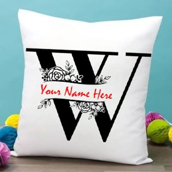 W Alphabet 12x12" Inch White Satin Pillow - Member Price
