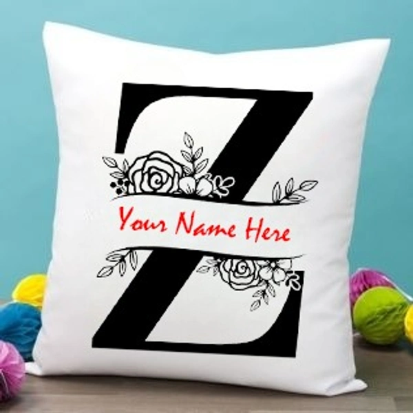 Z Alphabet 12x12" Inch White Satin Pillow - Regular Price