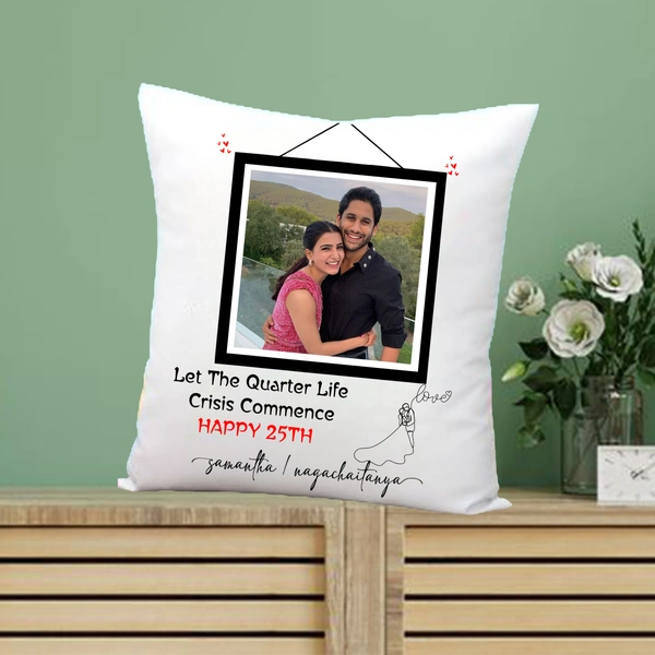 Anniversary Pillow AP03 - 12x12" Inch White Satin Pillow - Member Price