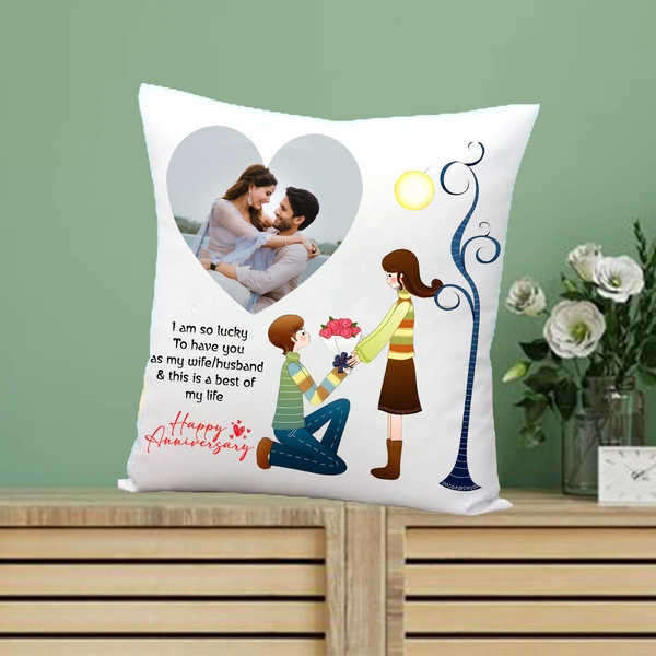 Anniversary Pillow AP05 - 12x12" Inch White Satin Pillow - Member Price