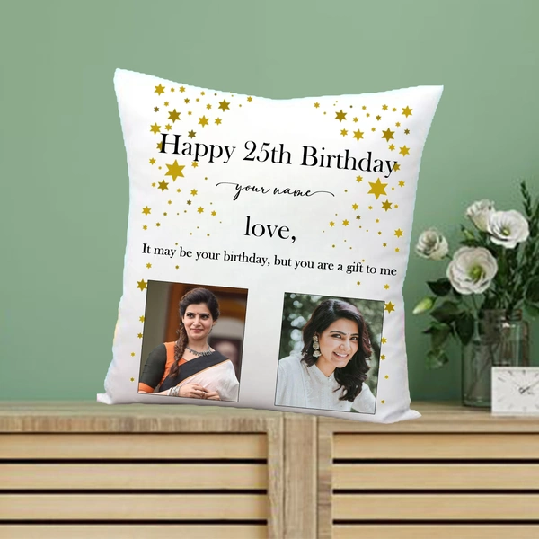 Birthday Pillow BP02 - 12x12" Inch White Satin Pillow - Member Price