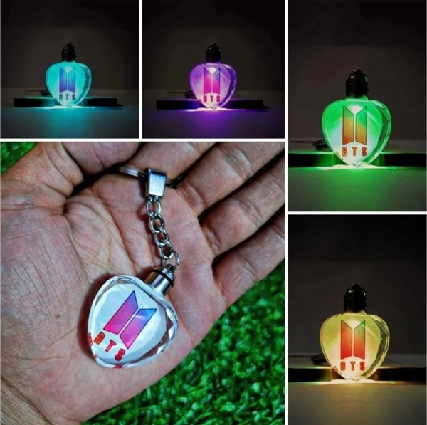 Printed LED Crystal Key Chain - Heart Shape - Member Price