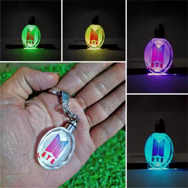Printed LED Crystal Key Chain - Oval Shape - Regular Price