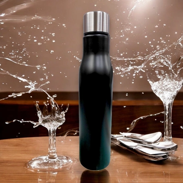 Sport Water Bottle with Steel Cap - Black Color - Regular Price