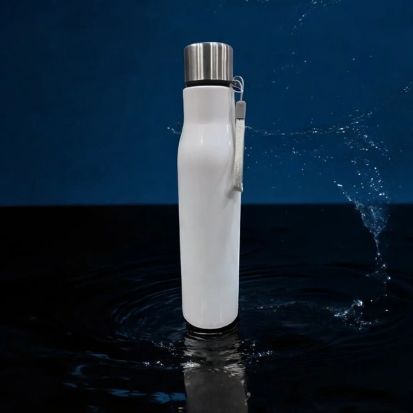Sport Water Bottle with Steel Cap - White Color - Member Price