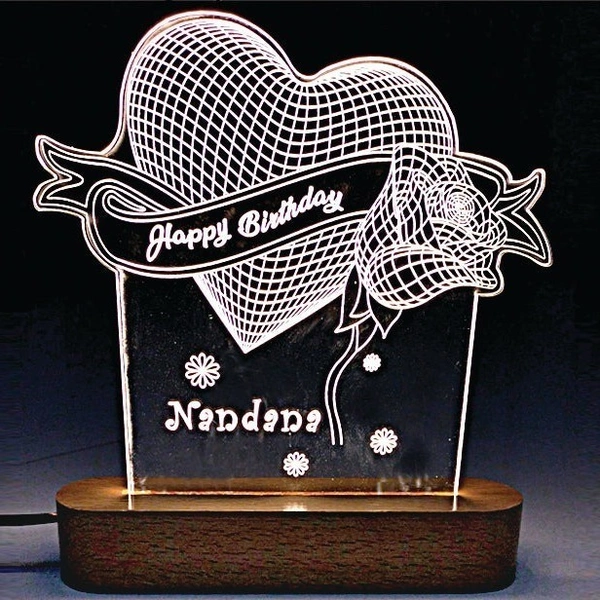 Heart & Rose Acrylic - Single LED - Regular Price