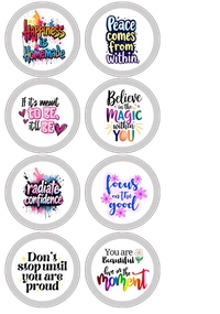 Set of 8 Motivational 58mm Round Badges