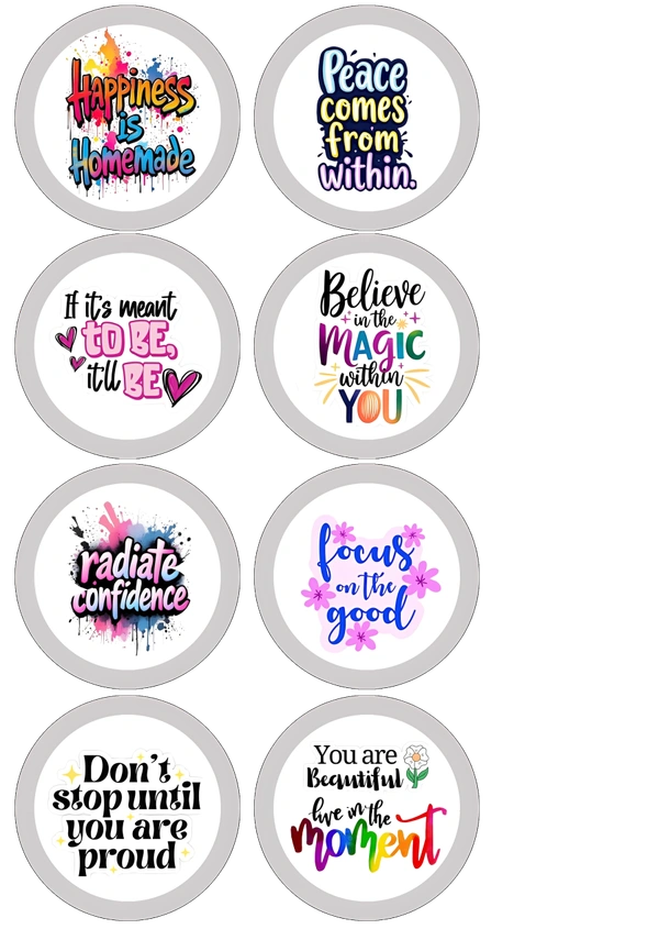 Set of 8 Motivational 58mm Round Badges